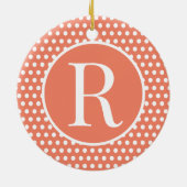 Décoration En Céramique Lettre initiale orange classique Polka Dot (Dos)