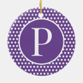Décoration En Céramique Lettre initiale personnalisée pourpre Point Polka (Dos)