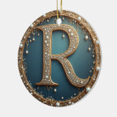 Décoration En Céramique Lettre initiale R monogramme doré (Gauche)