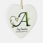 Décoration En Céramique Lettre initiale Un cadeau carte de visite vert (Droite)