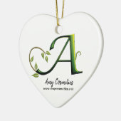 Décoration En Céramique Lettre initiale Un cadeau carte de visite vert (Gauche)
