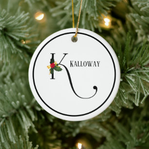 Décoration En Céramique Lettre monogramme K Noël personnalisé