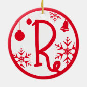 Décoration En Céramique LETTRE MONOGRAPHIQUE DE Noël R Blanc rouge (Dos)