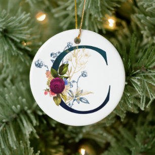 Décoration En Céramique LETTRE MONOGRAPHIQUE Florale C