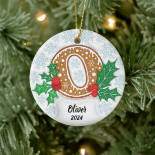 Décoration En Céramique Lettre O Nom personnalisé Monogramme Noël