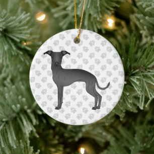 Décoration En Céramique Lévrier Italien Noir Chien de Dessin Animé Mignon 