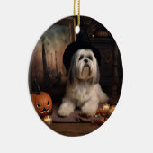 Décoration En Céramique Lhasa Apso Citrouille Halloween effrayant (Droite)