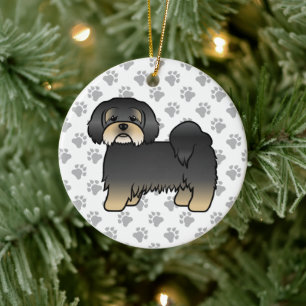 Décoration En Céramique Lhasa Apso noir et feu Chien de dessin animé migno
