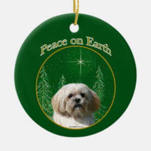 Décoration En Céramique Lhassa Apso Paix