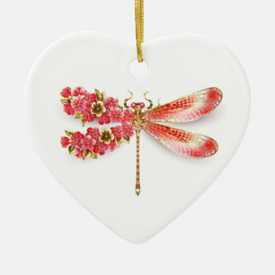 Décoration En Céramique libellule de fleurs avec sakura de bijoux