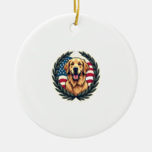Décoration En Céramique Liberty Golden Retriever Vintage Tee Patriotique 4