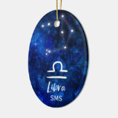Décoration En Céramique Libra Zodiac Constellation Blue Galaxy Monogramme (Gauche)