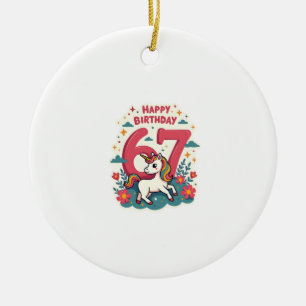 Décoration En Céramique Licorne arc-en-ciel de dessin animé mignon d'anniv