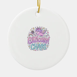 Décoration En Céramique Licorne Caticorne Chaos Mignon Produit Graphique P