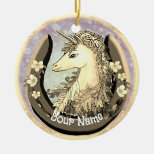 Décoration En Céramique Licorne dorée chanceuse