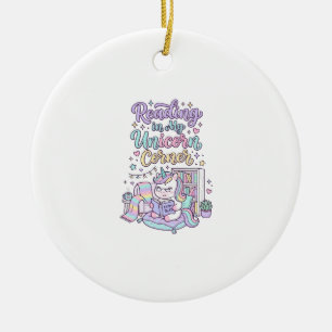 Décoration En Céramique Licorne lisant dans mon coin licorne T pastel mign