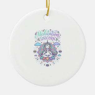 Décoration En Céramique Licorne Méditation Licorne Fond Blanc Vecteur