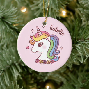 Décoration En Céramique Licorne Mignonne avec Crinière Arc-en-Ciel Enfants