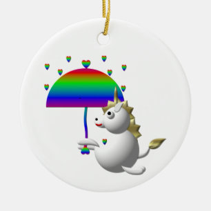 Décoration En Céramique Licorne mignonne avec un parapluie