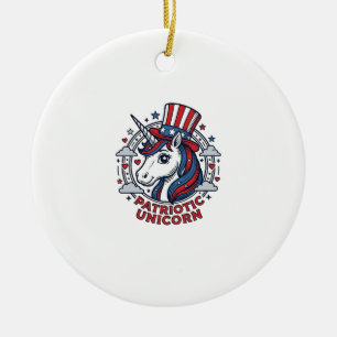 Décoration En Céramique Licorne Patriotique Gravure Vintage Graphique_1