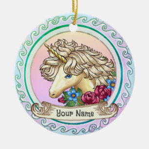 Décoration En Céramique Licorne Rose