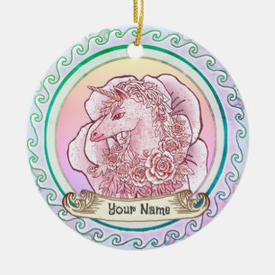 Décoration En Céramique Licorne Rose Dame