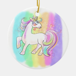 Décoration En Céramique licorne rose sur T-shirt arrière - plan arc-en-cie