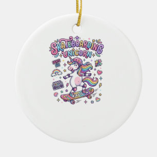 Décoration En Céramique Licorne Skateboarding Licorne Typographie Gras T-S