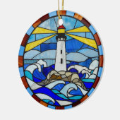 Décoration En Céramique Lighthouse Stained Glass Design (Gauche)