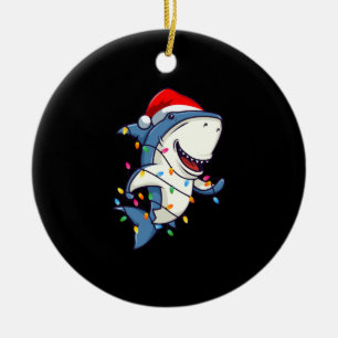 Décoration En Céramique Lights de Santa Shark Christmas