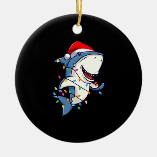 Décoration En Céramique Lights de Santa Shark Christmas (Devant)