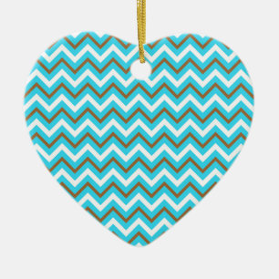 Décoration En Céramique Lignes Zag Brown Bleu Blanc Zig Zag Géométrique Va