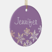 Décoration En Céramique Lilac Purple Custom Name with Snowflakes (Droite)