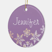 Décoration En Céramique Lilac Purple Custom Name with Snowflakes (Gauche)