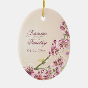 Décoration En Céramique Lilac purple flowers wedding photo favor keepsake