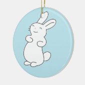 Décoration En Céramique Lire lapin blanc sur bleu (Gauche)