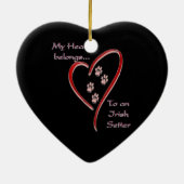 Décoration En Céramique L'irlandais Setter Heart Appartient (Dos)