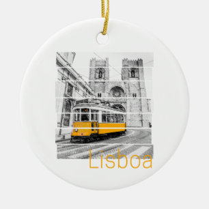 Décoration En Céramique Lisbonne Portugal Vintage Vacances Tramway Souveni