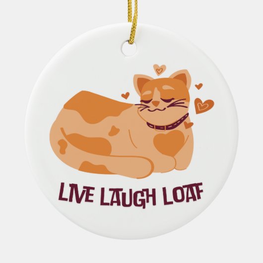 Décoration En Céramique Live Laugh Loaf Cat Ornament (Devant)
