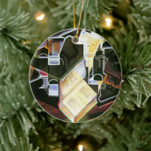 Décoration En Céramique Livre, Pipe et Lunettes, Juan Gris, Cubisme Vintag