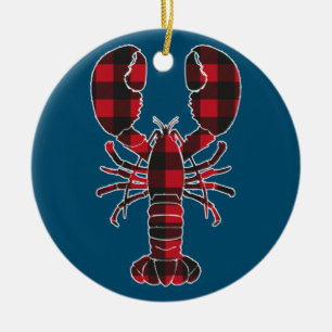 Décoration En Céramique Lobster Red Plaid Buffalo Matching Pajama Family 