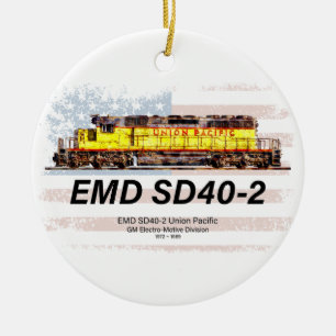 Décoration En Céramique Locomotive diesel EMD SD40-2. drapeau américain