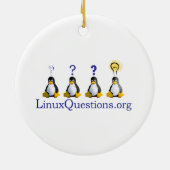 Décoration En Céramique Logo de questions de Linux (Dos)