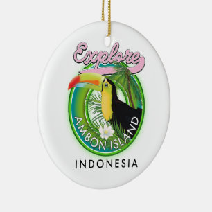 Décoration En Céramique Logo de voyage Belitung Indonésie Classique Bâton