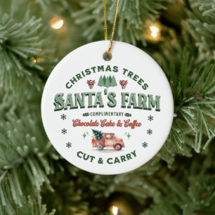 Décoration En Céramique Logo père Noël's Christmas Tree Farm Style Vintage