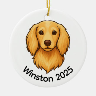 Décoration En Céramique Longhair Doxie Ceramic Ornament