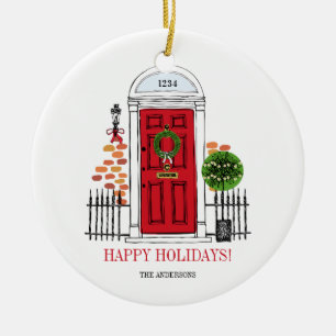 Décoration En Céramique L'ornement de la porte de Noël des Fêtes Rouges