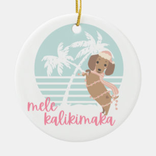 Décoration En Céramique L'ornement de Noël Mele Kalikimaka Wiener Dog