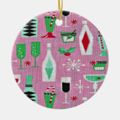 Décoration En Céramique L'ornement de Noël rose rétro (Devant)