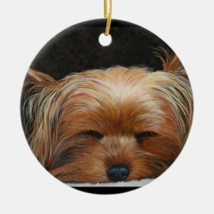 Décoration En Céramique L'ornement des arbres de Noël des Yorkies endormi